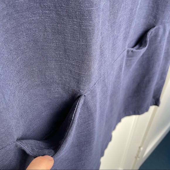 Sessùn linen blend blue mini dress - with pockets! - Picture 4 of 11